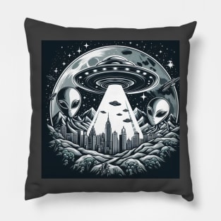 Grey Aliens in a UFO Pillow