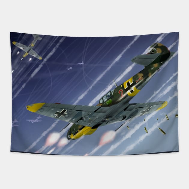 Bf109 Bomber Interception Tapestry by Aircraft.Lover