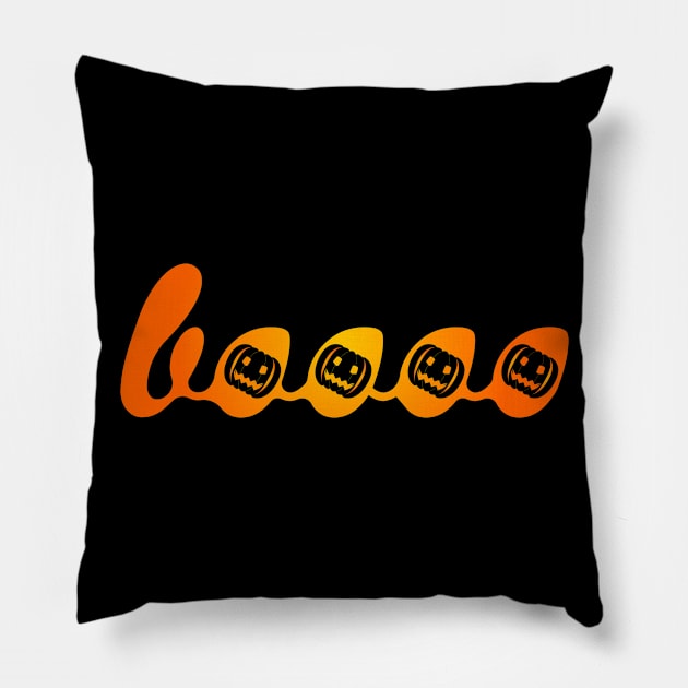 Boo pumpkin halloween word Pillow by Salma Ismail