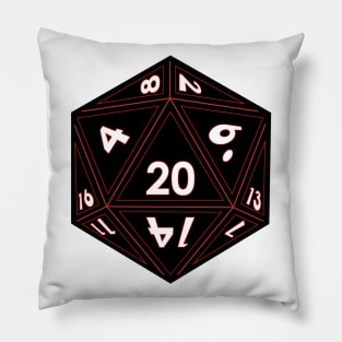 (Pocket) Black D20 Dice (Red Outline) Pillow