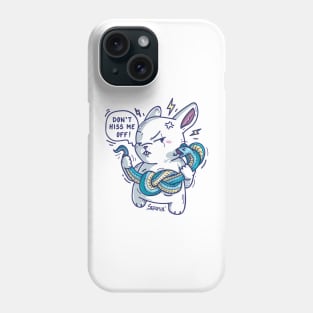 Rabbit with cobra snake saying "Don't hiss me off" funny snake pun Phone Case