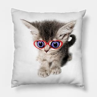 kitten big eyes heart bezel Pillow