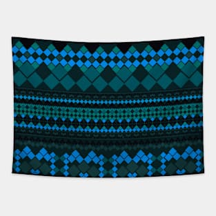 Geometric Boho Sapphire Blue Pattern Tapestry