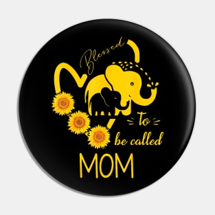 Sunflower Elephant Blessed To Be Called Mom Mothers Day Pin