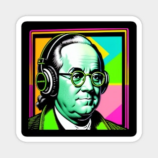 Benjamin Franklin Neon Colors Music Genius Art Magnet