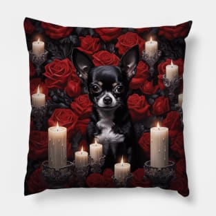 Gothic Black And White Chihuahua Pillow