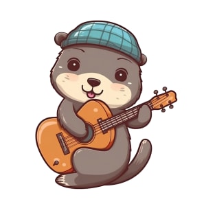 Cute Beaver Playing Acoustic Guitar T-Shirt