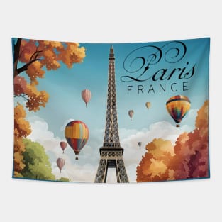 Ballooning In Paris France Travel Ad Poster Tapestry