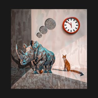 Animals geometry and minimalism: Rhinoceros and fox T-Shirt