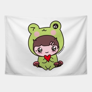 cute frog, cosplay frog, kawaii frog cartoon Tapestry