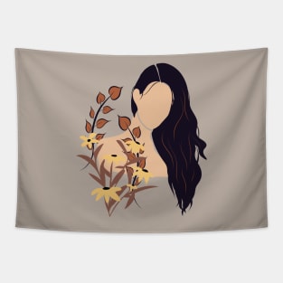 Abstract Woman and Flowers Tapestry