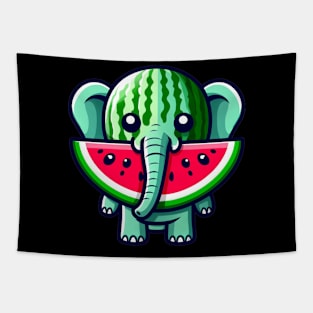 Sweet Serenity: Elephant Watermelon Wonderland Tapestry