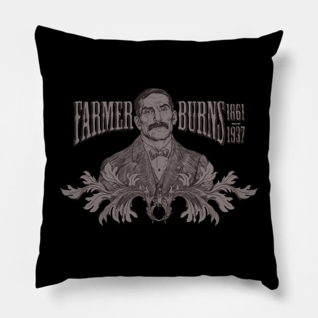 Farmer Burns (Sepia) Pillow by Cyborg One