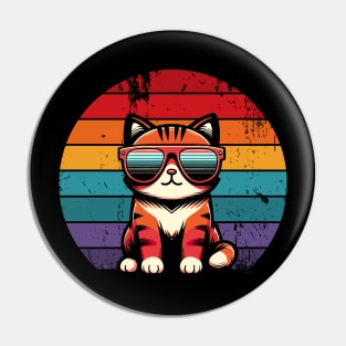 Retro Cat in Sunglasses Novelty Funny Cat Pin