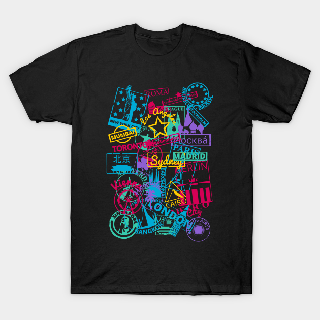 Discover Neon City Stamps - City - T-Shirt