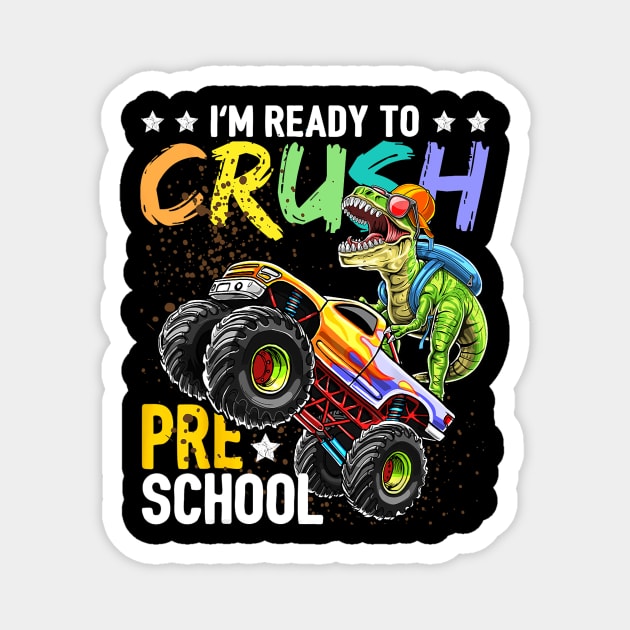 Crush Preschool Dinosaur Monster Truck Back to School Magnet by torifd1rosie