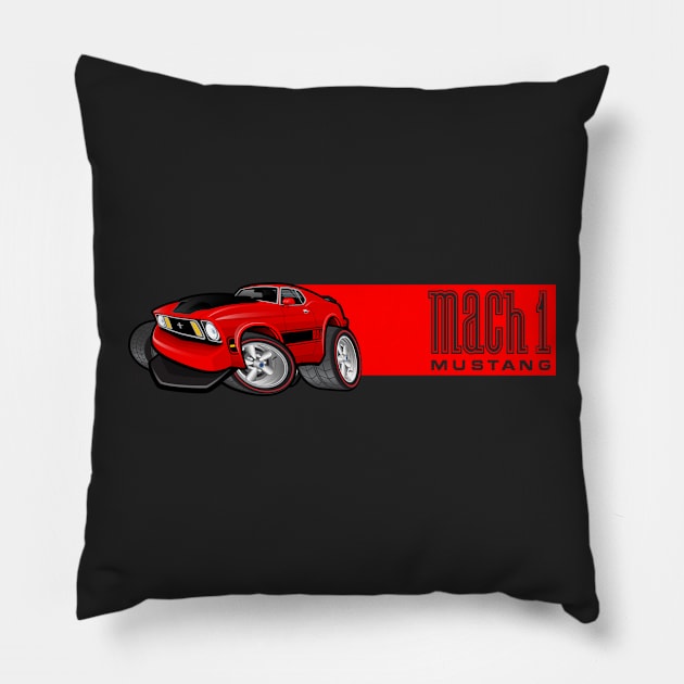 Mach 1 Red with Red Stripe Pillow by Goin Ape Studios