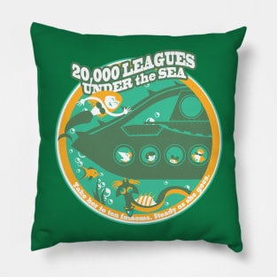 20,000 Leagues Under the Sea (green, yellow, aqua) Pillow