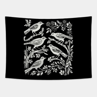 Lino Cut Bird Tapestry