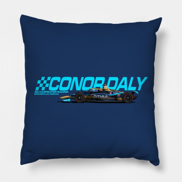 Conor Daly 2022 (light blue) Pillow by Sway Bar Designs