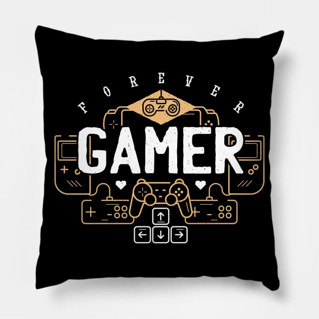 Forever Gamer - Gaming Design Pillow by JFDesign123