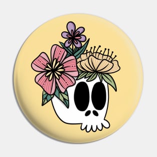 Flowers and Skull Pin