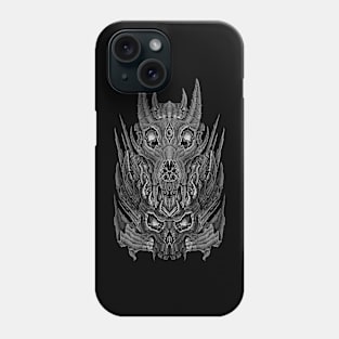 Skull red eyes 3 black and white Phone Case