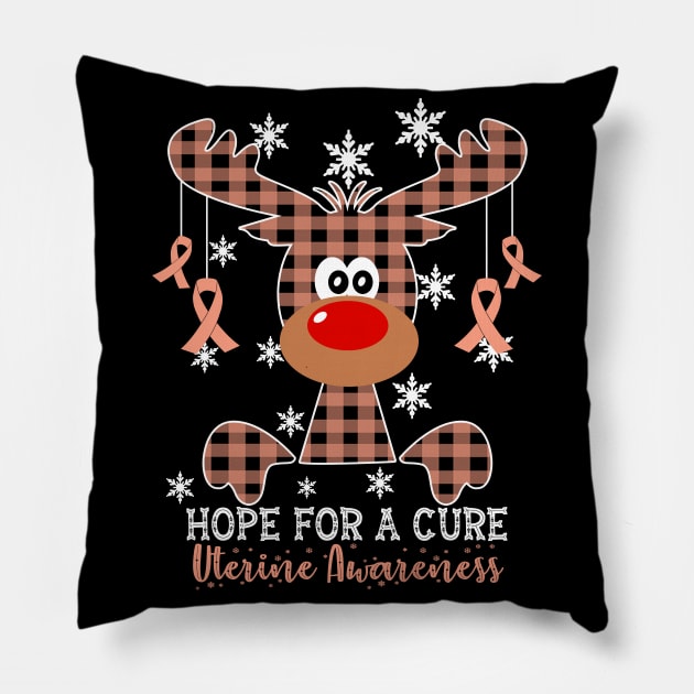 Reindeer Hope For A Cure Uterine Awareness Christmas Pillow by HomerNewbergereq
