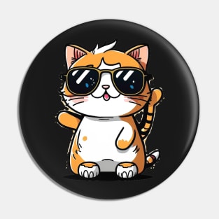 Cute ginger cat wearing sunglasses Pin