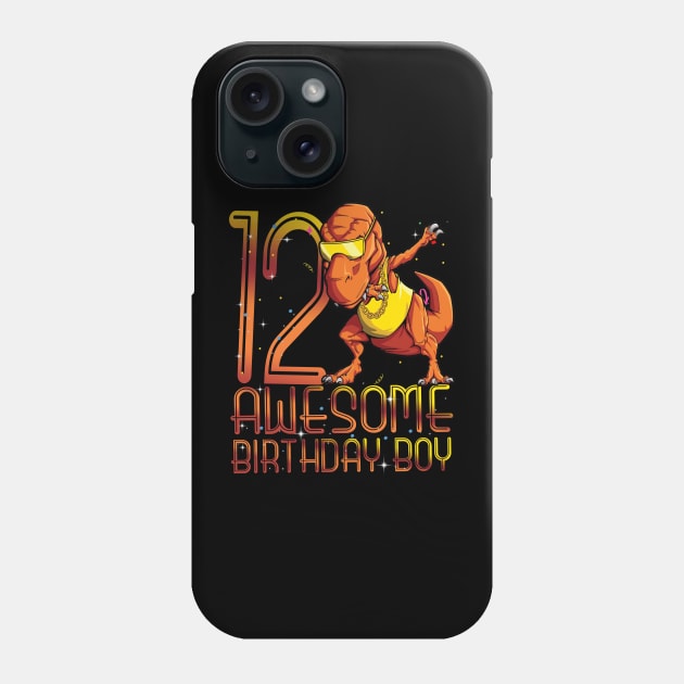 Kids 12th Birthday Dinosaur 12 Year Old Awesome Since Gifts Boy Phone Case by The Design Catalyst