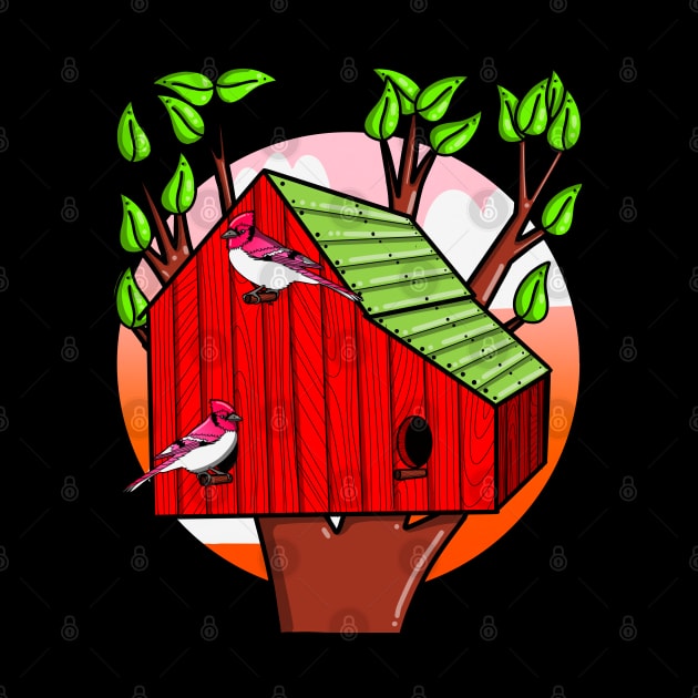 Slant Roof Birdhouse with Cardinals by The Craft ACE