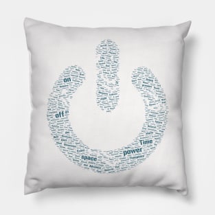 Power Button Silhouette Shape Text Word Cloud Pillow