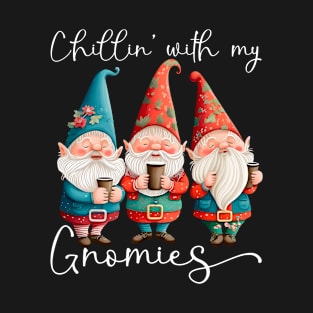 Chillin With My Gnomies Funny Coffee & Gnome Lovers Floral Easter T-Shirt