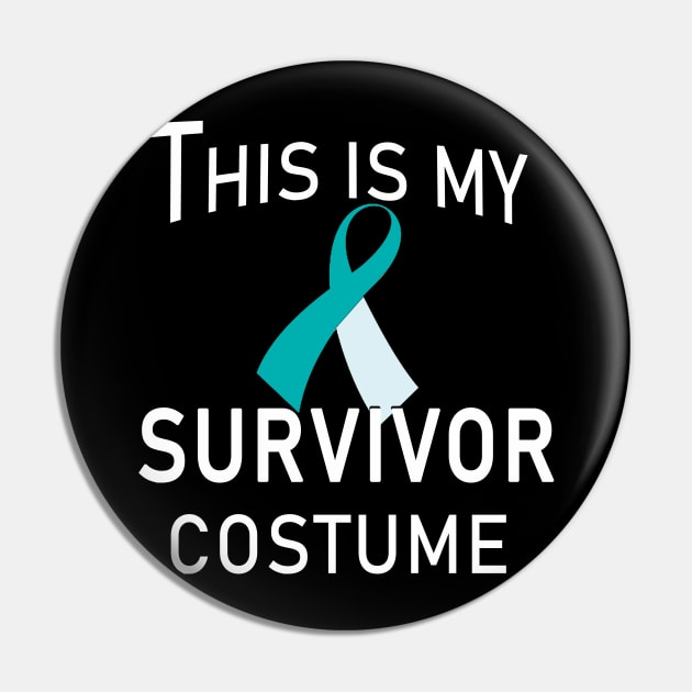 Cervical Cancer Teal Ribbon Survivor Halloween Costume Pin by Scarebaby