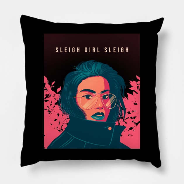 sleigh girl sleigh Pillow by dreamiedesire