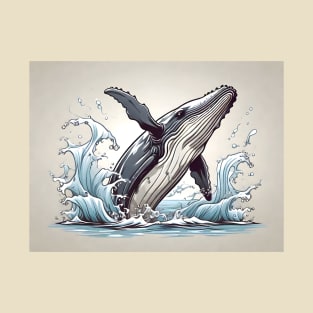Humpback whale Cartoon Illustration T-Shirt