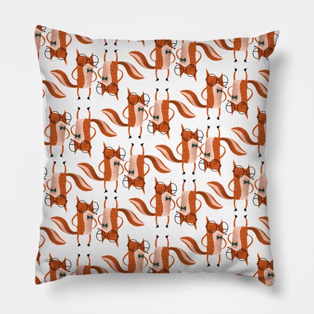 Nerd Fox pattern Pillow by Gummy Illustrations