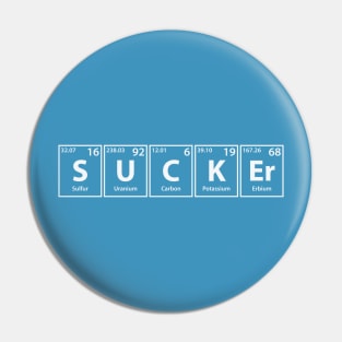 Sucker (S-U-C-K-Er) Periodic Elements Spelling Pin