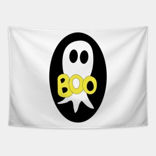 Cute Halloween ghost cartoon with BOO text Tapestry