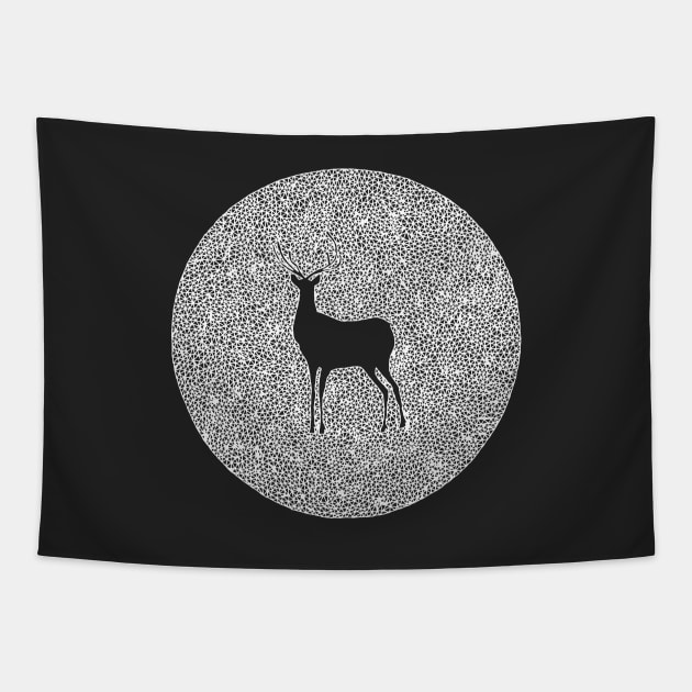 Deer Silhouette Design, Line Art Deer Animal Tapestry by annagrunduls