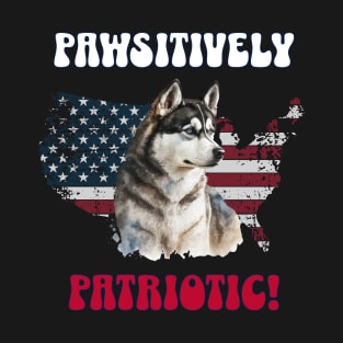 4th of July Independence Day Patriotic Siberian Husky Funny Design for Dog Lovers T-Shirt