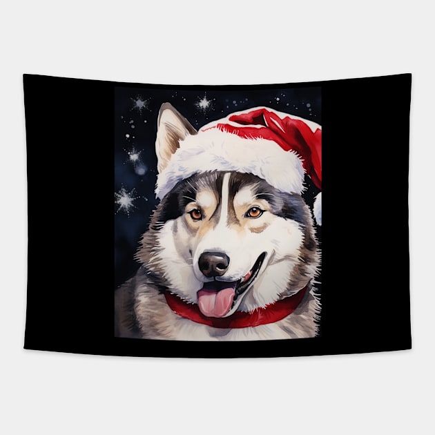 Christmas Siberian Husky Dog Tapestry by EmilyCharlotty