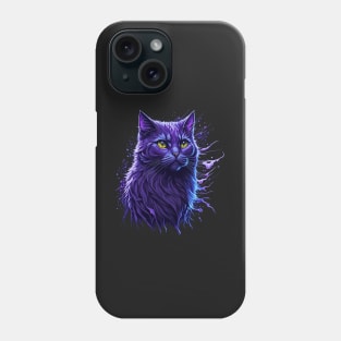 Purple Cat Splash Art Phone Case