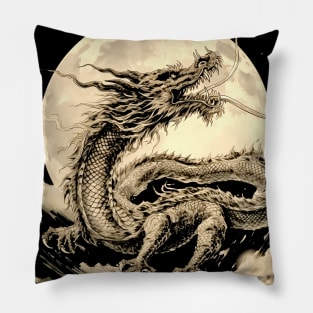 Chinese Dragon and Full Moon: Chinese New Year, Year of the Dragon Pillow