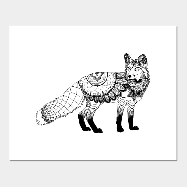 Color Me In Mandala Fox - Fox - Posters and Art Prints ...