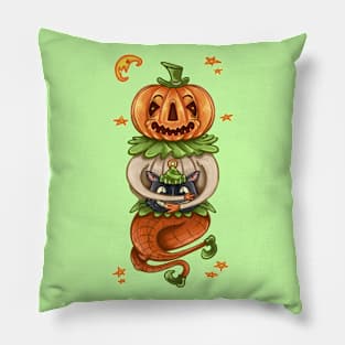 Halloween Pumpkin with Cats Head Pillow