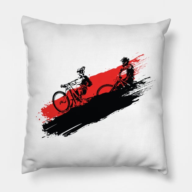 Downhill Mountain Biking Concept. Pillow by Hoyda