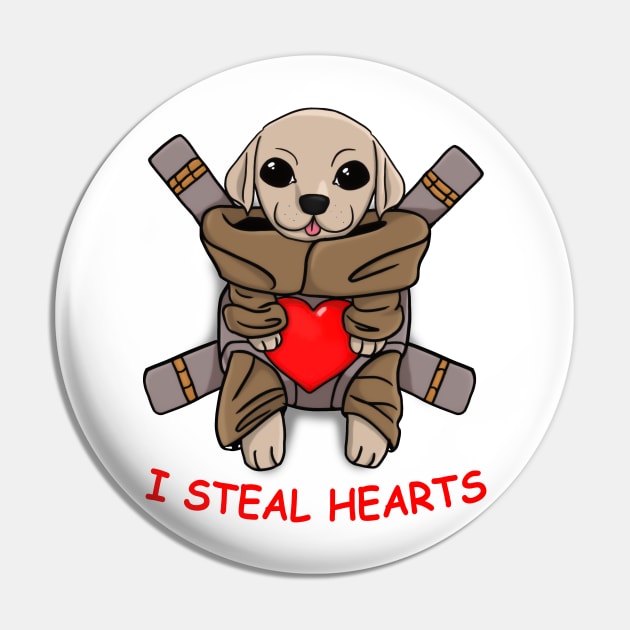 funny baby Labrador dog Valentines Day gift I Steal Hearts T-Shirt Pin by nayakiiro