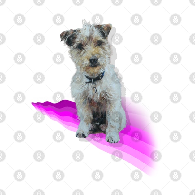 Scruffy Jack Russell Terrier on a rainbow wave! by StudioFluffle