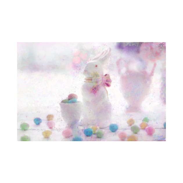 Pastel Easter Bunny Still Life Impressionist Painting by BonBonBunny